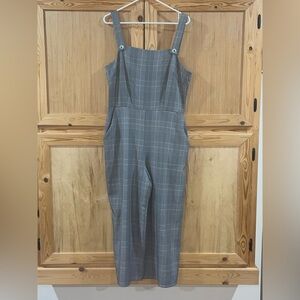 Bebop Gray plaid sleeveless jumpsuit romper overalls size XL